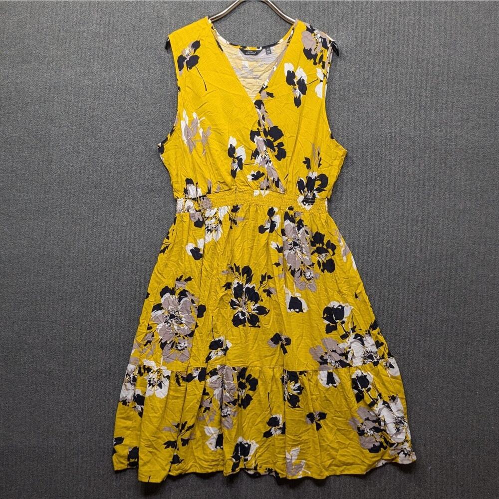 Mlle Gabrielle Tank Sun Dress Women's 3x Floral Casual Midi Summer V Neck